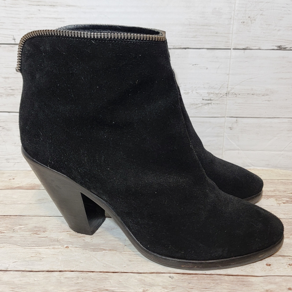 Allsaints Black Suede Back Zip Ankle Boots